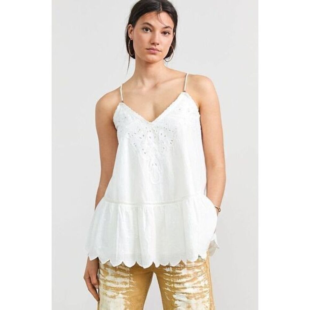 ANTHROPOLOGIE Let Me Be Lace Peplum Tank NWT White